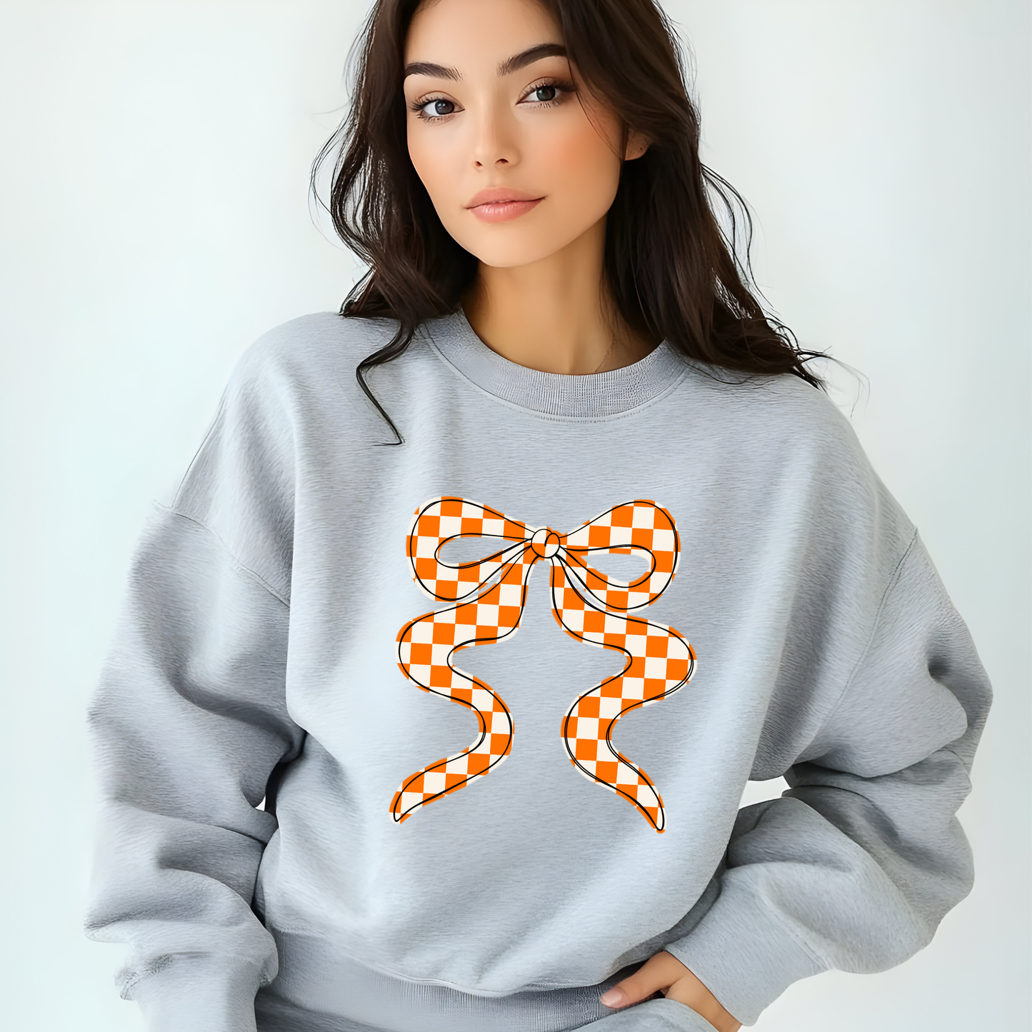 Orange Bow Checkered Shirt