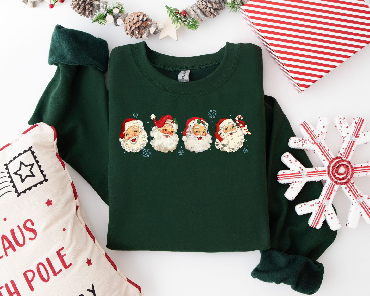 Retro Santa Faces Sweatshirt