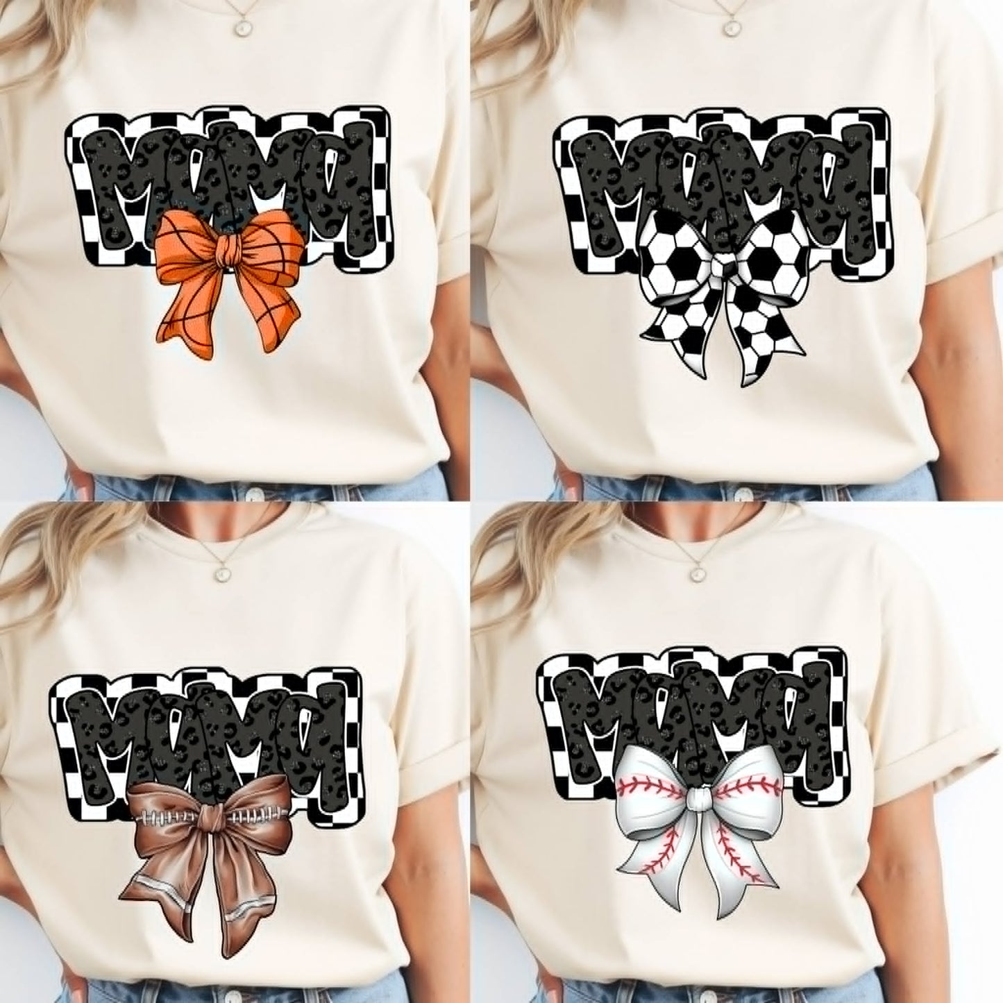 Checkered Mama Sports Bow Shirt