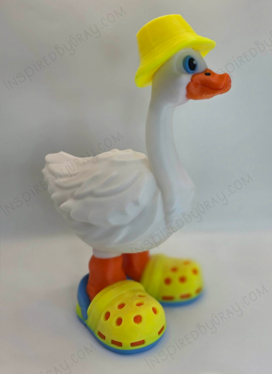 Desk Goose Crocs and Bucket Hat 3D Printed