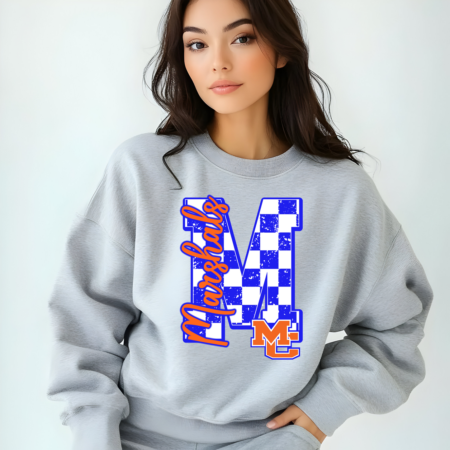 Marshall County Marshals Checkered Sweatshirt