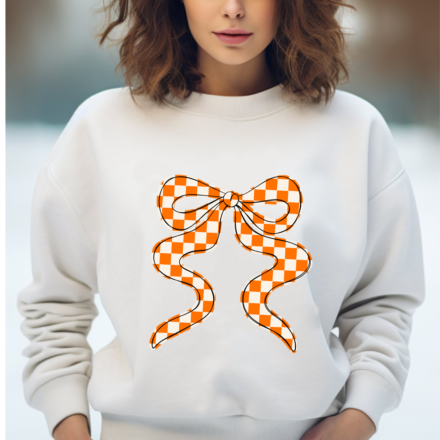 Orange Bow Checkered Shirt