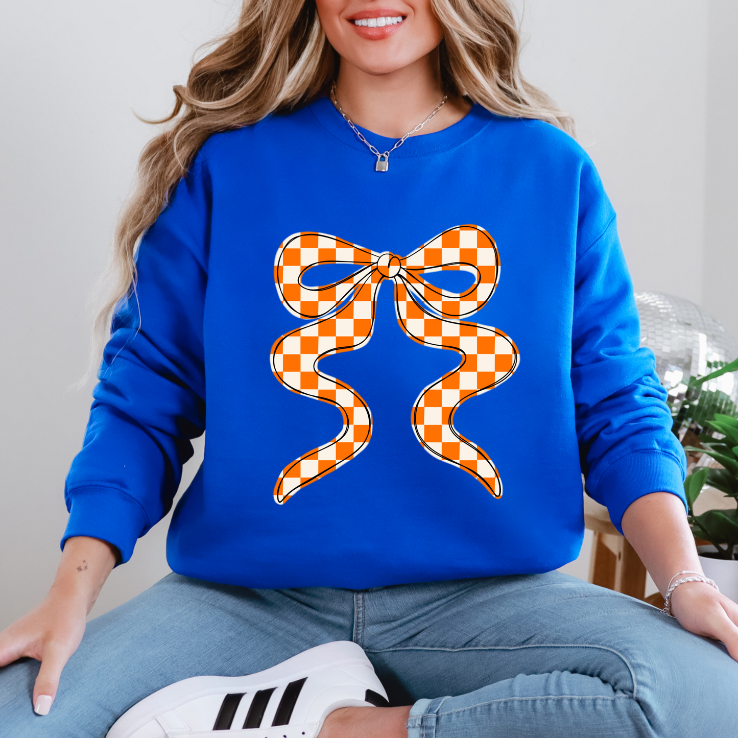 Orange Bow Checkered Shirt