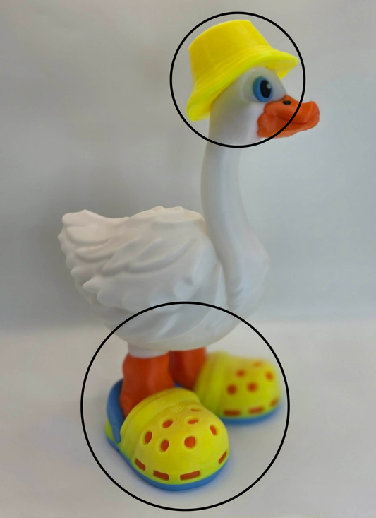 Desk Goose Crocs and Bucket Hat 3D Printed