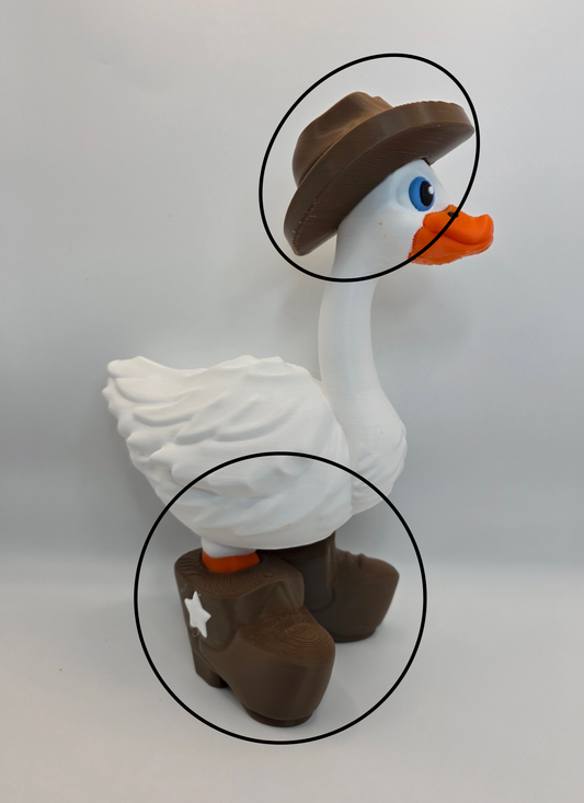 Desk Goose Cowboy Boots and Hat 3D Printed