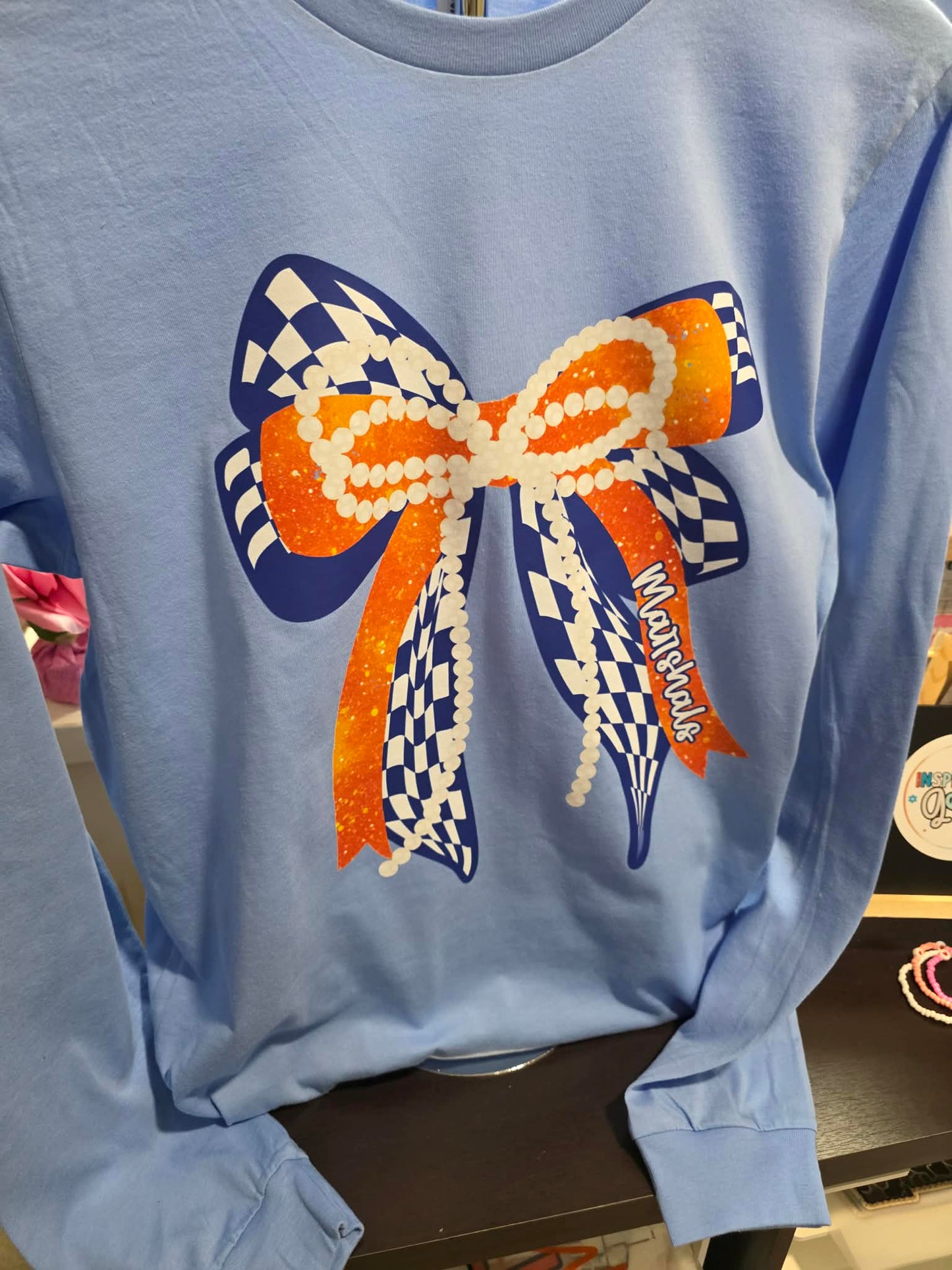Mascot Pearl and Glitter Bow Shirt