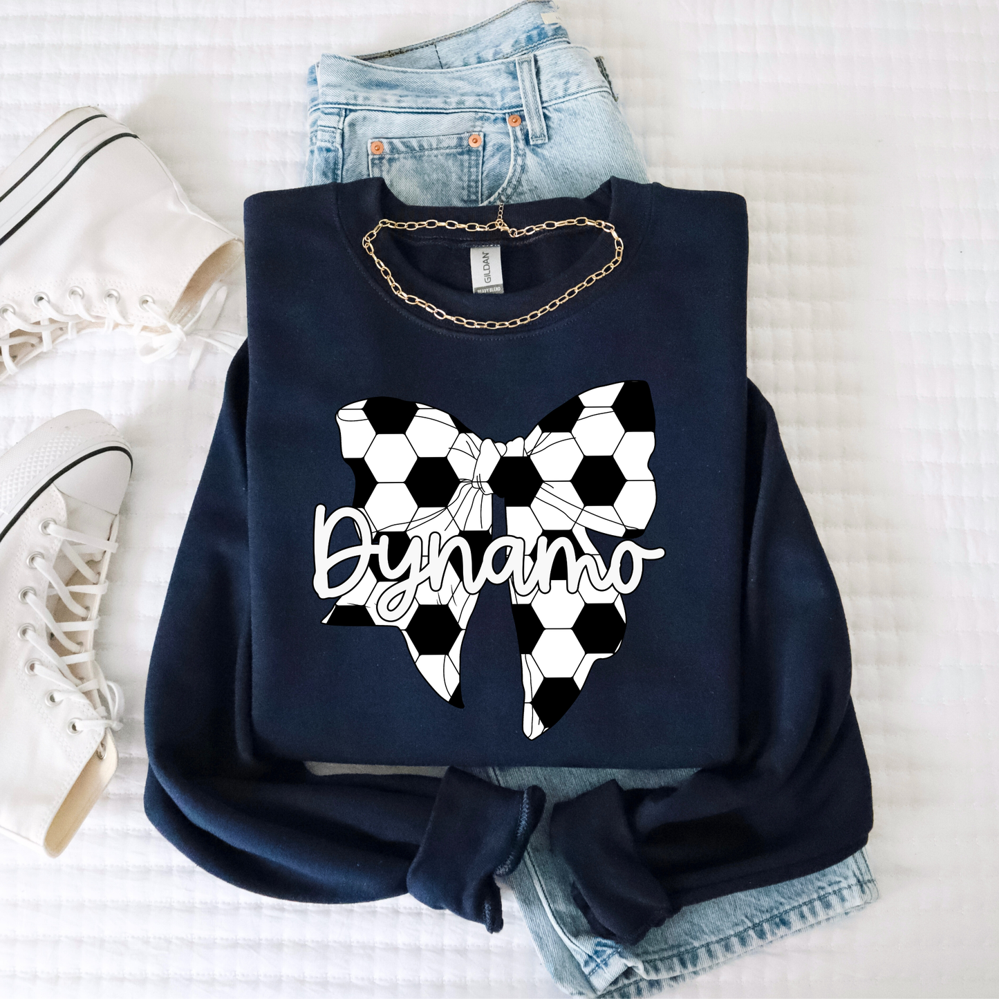 Dynamo Soccer Black and White Bow Shirt