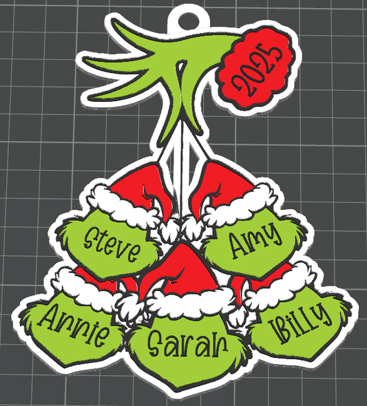 Personalized Grinchy Family Ornament