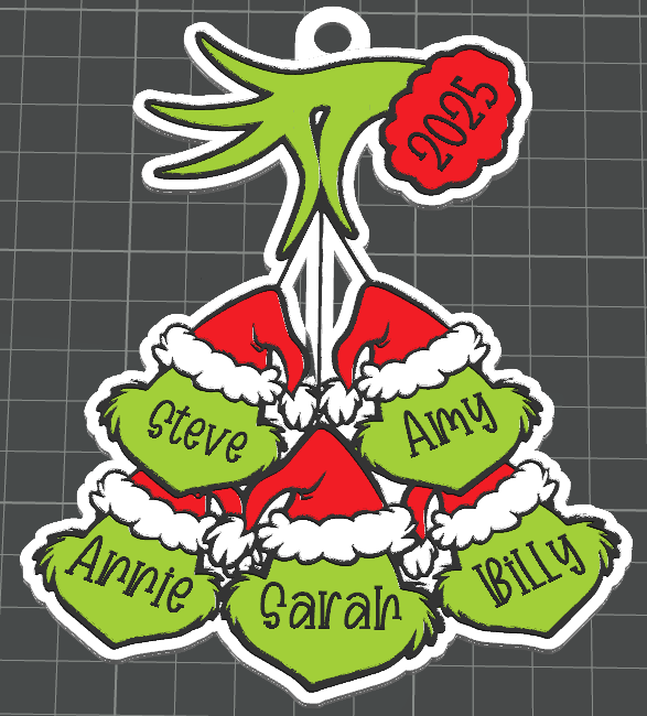 Personalized Grinchy Family Ornament