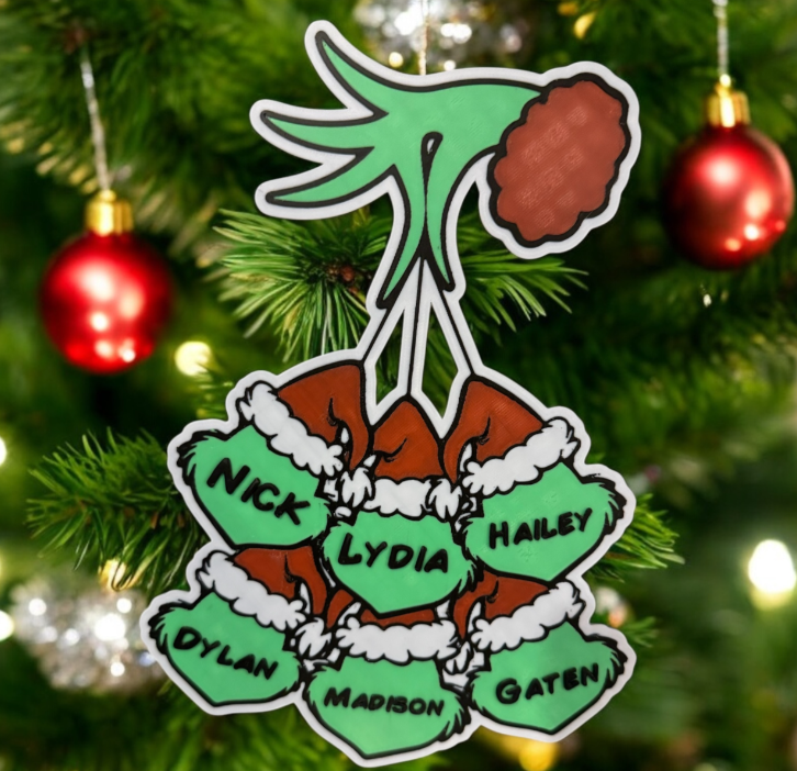Personalized Grinchy Family Ornament