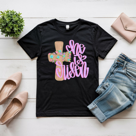 He Is Risen Cross Shirt