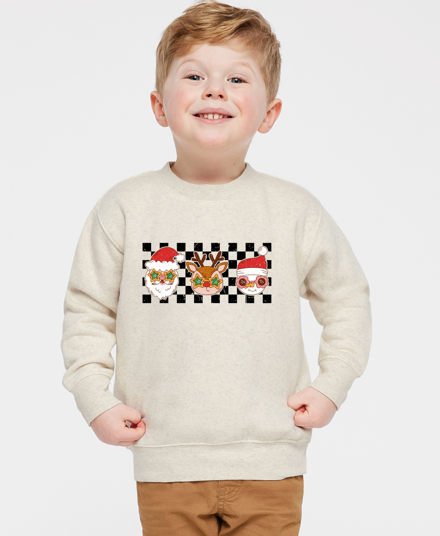Retro Checkered Christmas Toddler Sweatshirt